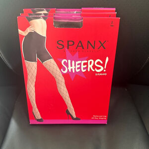 SPANX Black Sheer Diamond Patterned Shaping Leg Hosiery